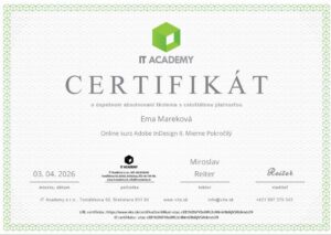 Certifikat InDesign Ema Mareková